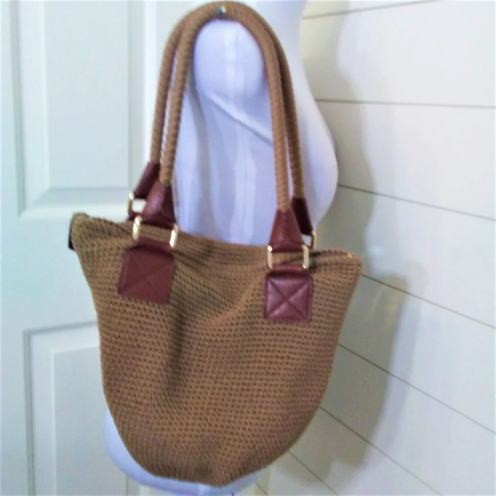 The Sak Crochet Shoulder‎ Bag Neutral Brown Tones